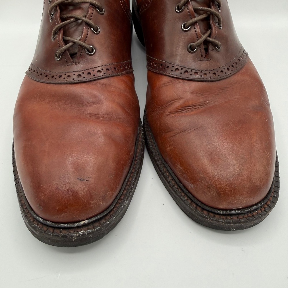 Allen Edmonds Shelton Brown Two Tone Leather Saddle Oxford Shoes Mens 10.5 C - Picture 8 of 9